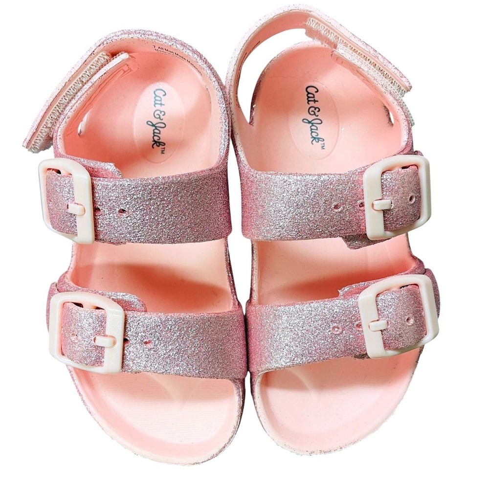 Cat & Jack Sandals Pink Glitter Size 7 Like New